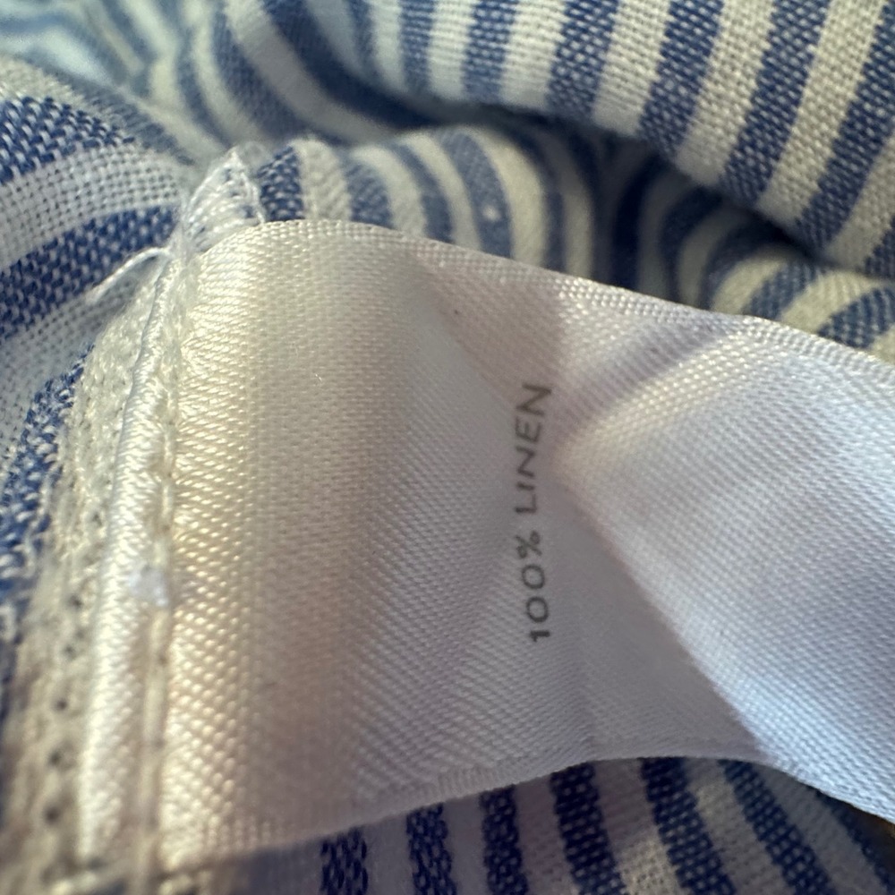 J. Jill Sleeveless Top Women XL Tall Blue White Stripe 100% Linen Button Down - Picture 7 of 9